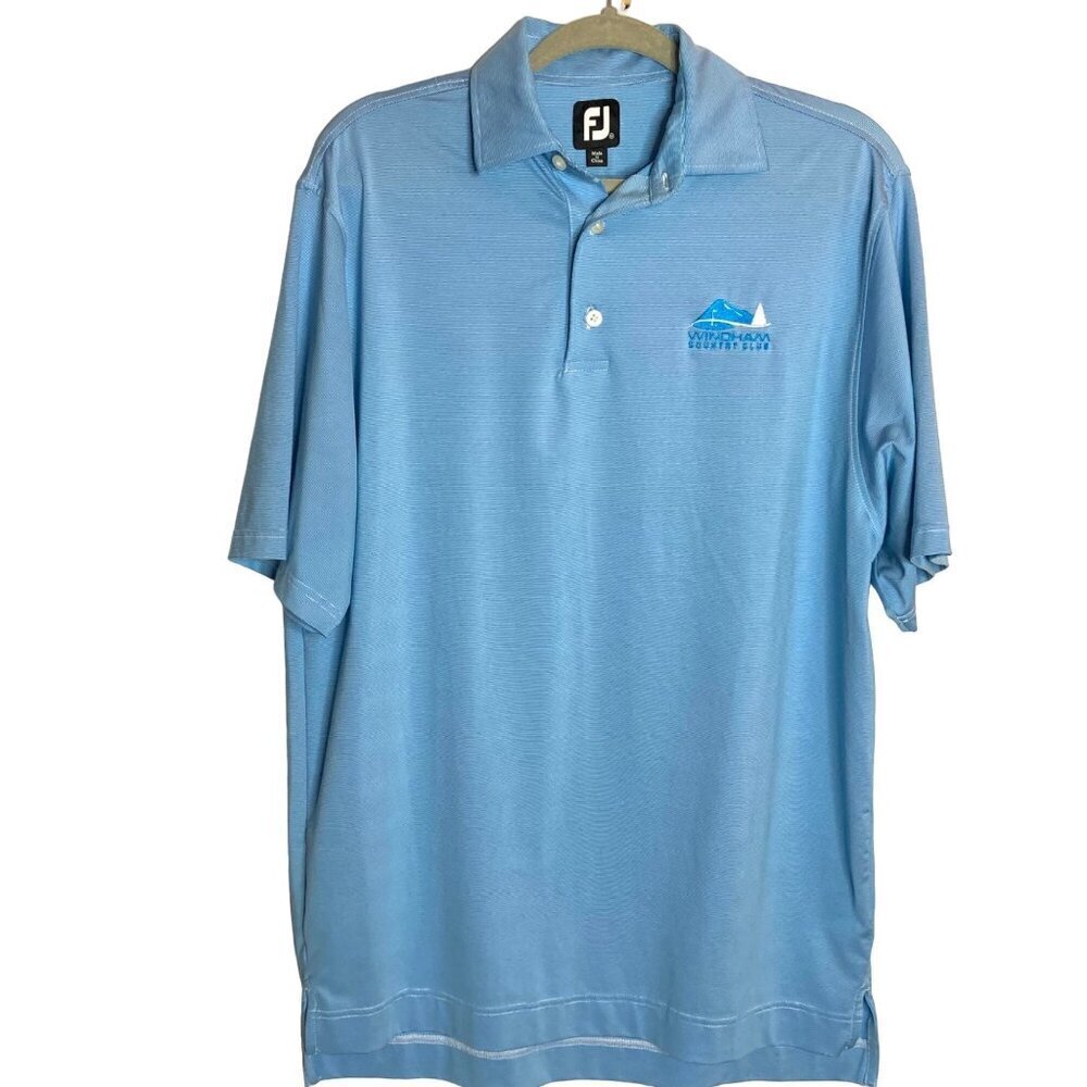 FJ Polo Shirt Mens M Blue Striped Golf Windham Country‎ Club
